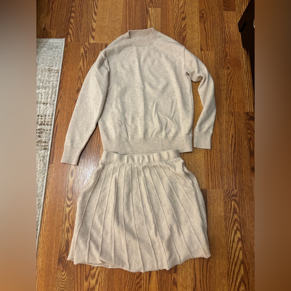 Women’s Cream Knit Sweater and Skirt Set